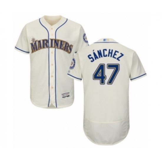 Men's Seattle Mariners #47 Ricardo Sanchez Cream Alternate Flex Base Authentic Collection Baseball Player Jersey - Ujersey