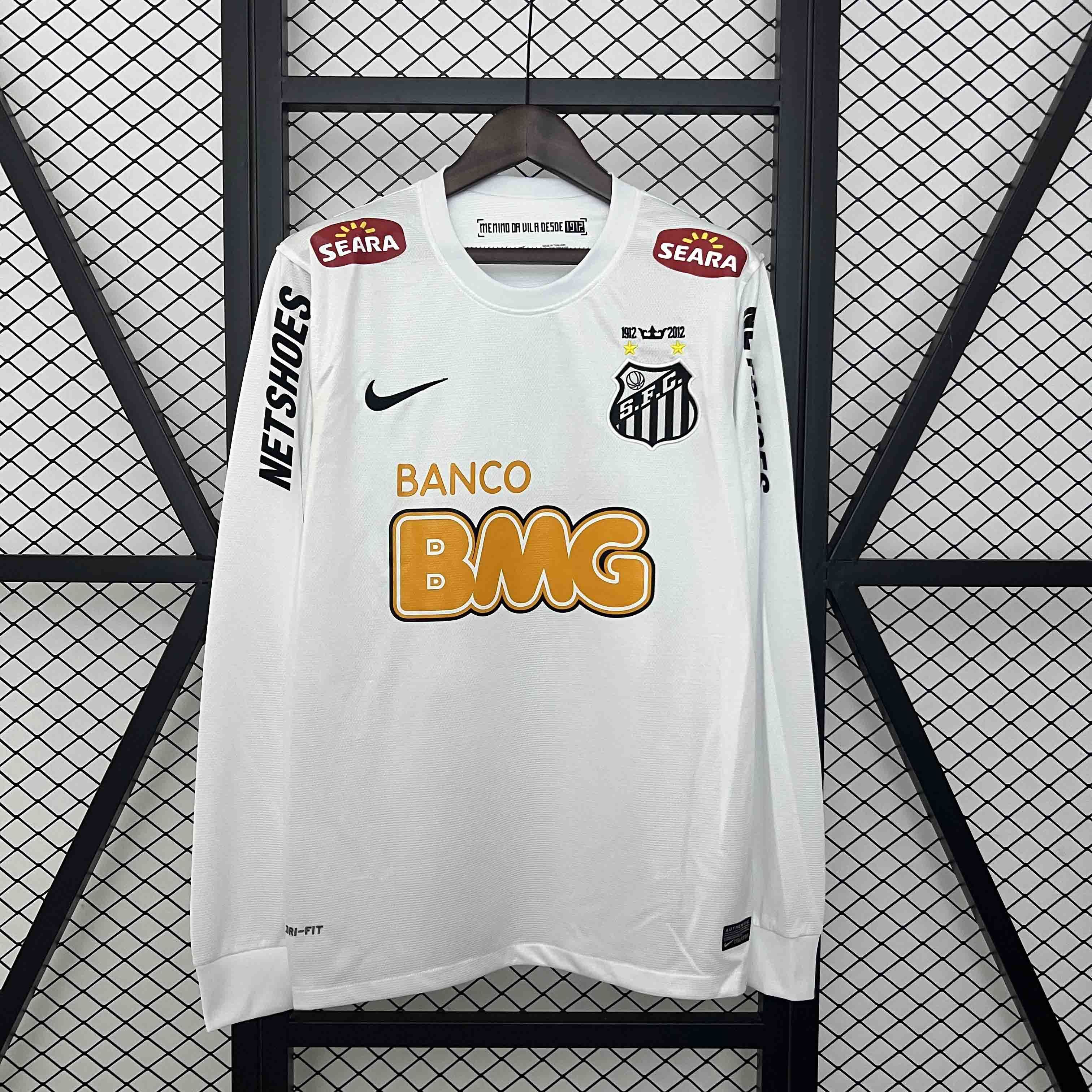 Santos FC Retro Soccer Jersey Home Long Sleeve Custom Shirt 2012 - Ujersey Shop