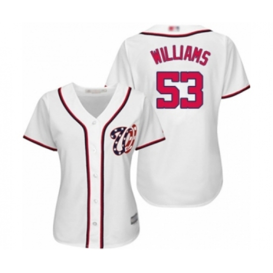 Women's Washington Nationals #53 Austen Williams Authentic White Home Cool Base Baseball Player Jersey - Ujersey