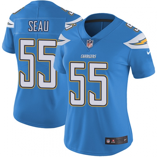 Women's Nike Los Angeles Chargers #55 Junior Seau Elite Electric Blue Alternate NFL Jersey - Ujersey