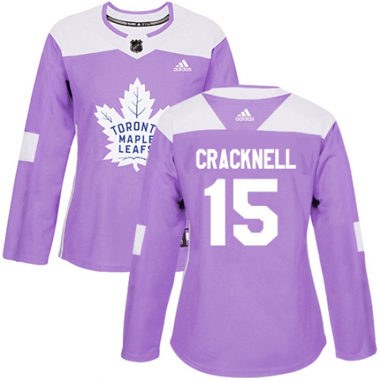 Women's Adidas Toronto Maple Leafs #15 Adam Cracknell Authentic Purple Fights Cancer Practice NHL Jersey - Ujersey