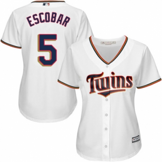 Women's Majestic Minnesota Twins #5 Eduardo Escobar Replica White Home Cool Base MLB Jersey - Ujersey