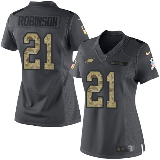 Women's Nike Philadelphia Eagles #21 Patrick Robinson Limited Black 2016 Salute to Service NFL Jersey - Ujersey