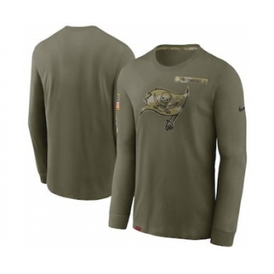 Men's Tampa Bay Buccaneers Football Olive 2021 Salute To Service Performance Long Sleeve T-Shirt - Ujersey