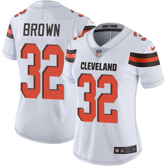 Women's Nike Cleveland Browns #32 Jim Brown White Vapor Untouchable Limited Player NFL Jersey - Ujersey