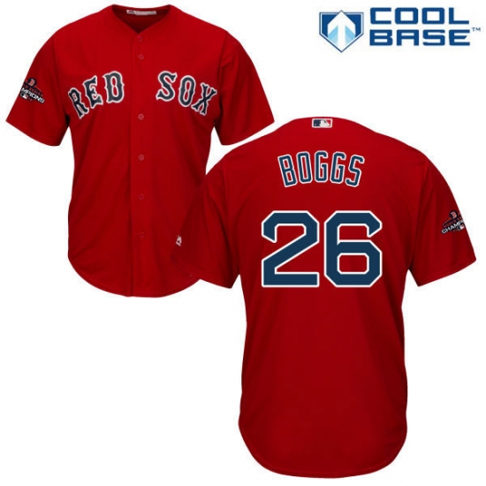 Youth Majestic Boston Red Sox #26 Wade Boggs Authentic Red Alternate Home Cool Base 2018 World Series Champions MLB Jersey - Ujersey