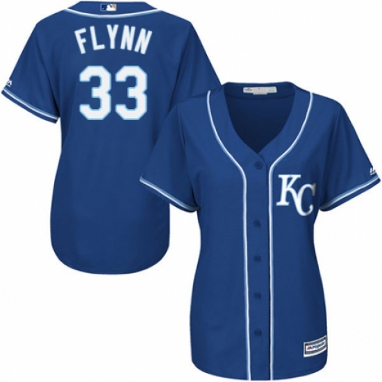Women's Majestic Kansas City Royals #33 Brian Flynn Replica Blue Alternate 2 Cool Base MLB Jersey - Ujersey