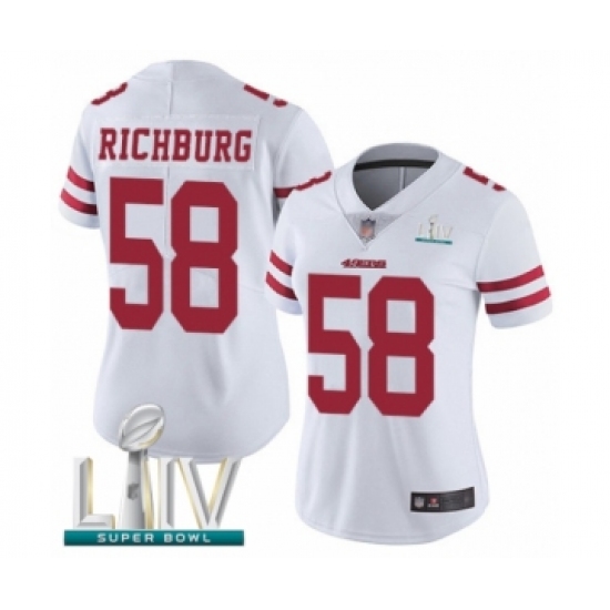 Women's San Francisco 49ers #58 Weston Richburg White Vapor Untouchable Limited Player Super Bowl LIV Bound Football Jersey - Ujersey