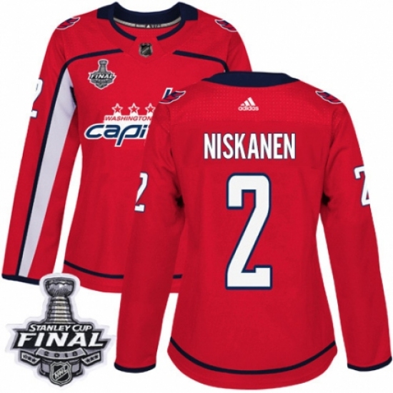 Women's Adidas Washington Capitals #2 Matt Niskanen Authentic Red Home 2018 Stanley Cup Final NHL Jersey - Ujersey
