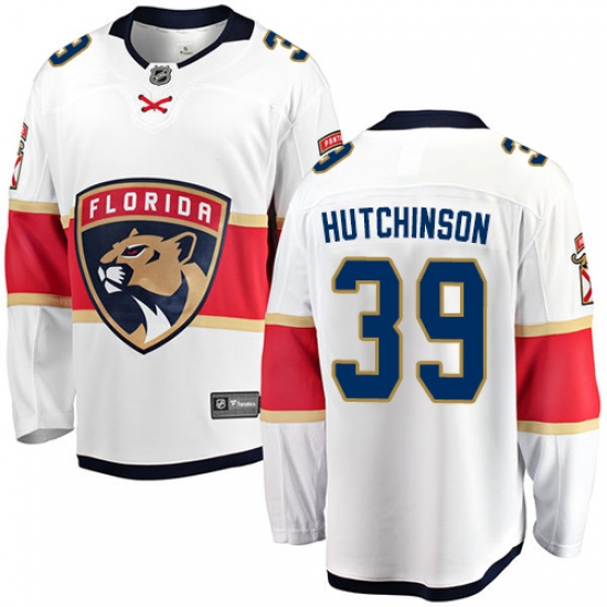Men's Florida Panthers #39 Michael Hutchinson Authentic White Away Fanatics Branded Breakaway NHL Jersey - Ujersey