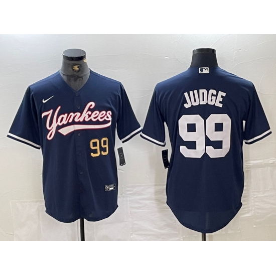 Men's New York Yankees #99 Aaron Judge Number Navy Cool Base Stitched Baseball Jersey - Ujersey