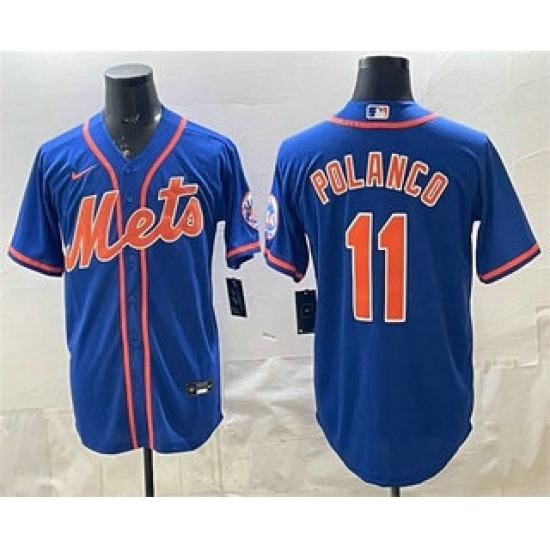 Men's New York Mets #11 Jorge Polanco Blue Cool Base Stitched Jersey - Ujersey