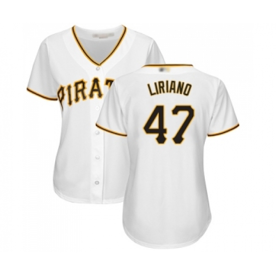 Women's Pittsburgh Pirates #47 Francisco Liriano Replica White Home Cool Base Baseball Jersey - Ujersey