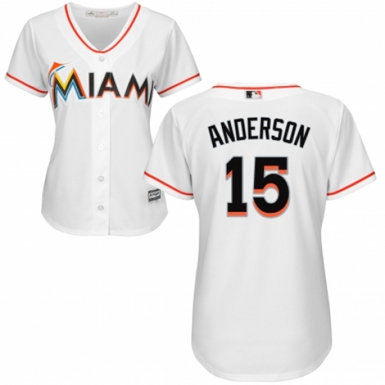 Women's Majestic Miami Marlins #15 Brian Anderson Authentic White Home Cool Base MLB Jersey - Ujersey
