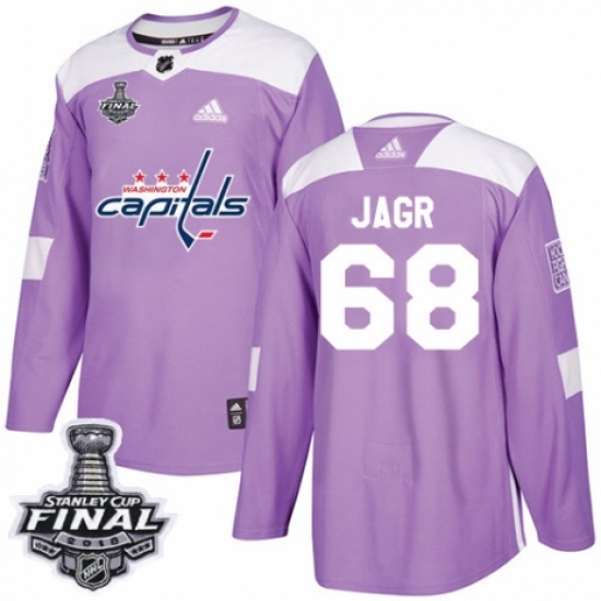Men's Adidas Washington Capitals #68 Jaromir Jagr Authentic Purple Fights Cancer Practice 2018 Stanley Cup Final NHL Jersey - Ujersey