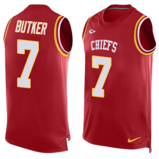 Men's Nike Kansas City Chiefs #7 Harrison Butker Limited Red Player Name & Number Tank Top NFL Jersey - Ujersey