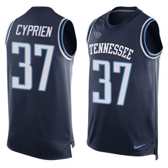 Men's Nike Tennessee Titans #37 Johnathan Cyprien Limited Navy Blue Player Name & Number Tank Top Tank Top NFL Jersey - Ujersey