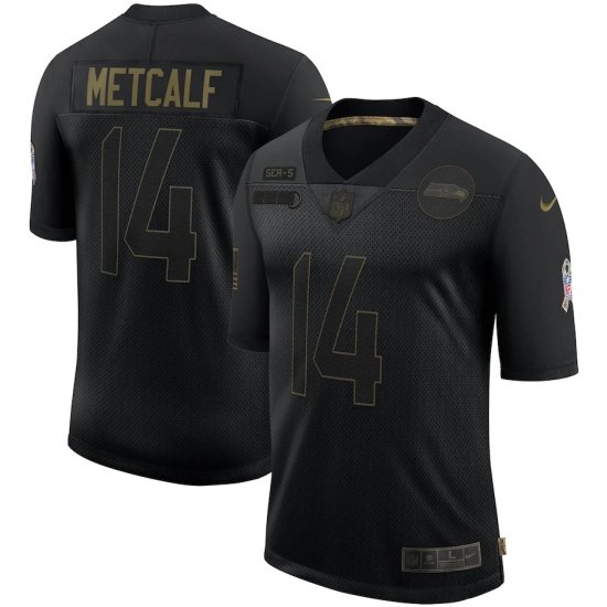 Men's Seattle Seahawks #14 D.K. Metcalf Black Nike 2020 Salute To Service Limited Jersey - Ujersey
