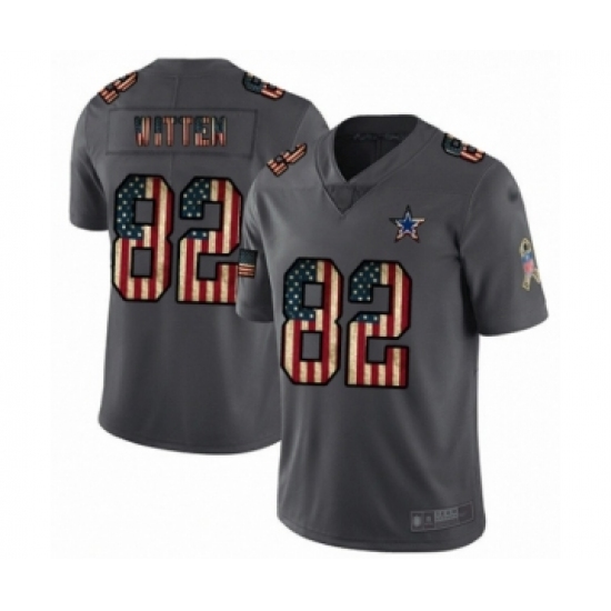 Men's Dallas Cowboys #82 Jason Witten Carbon Black Retro Flag Limited Player Football Jersey - Ujersey