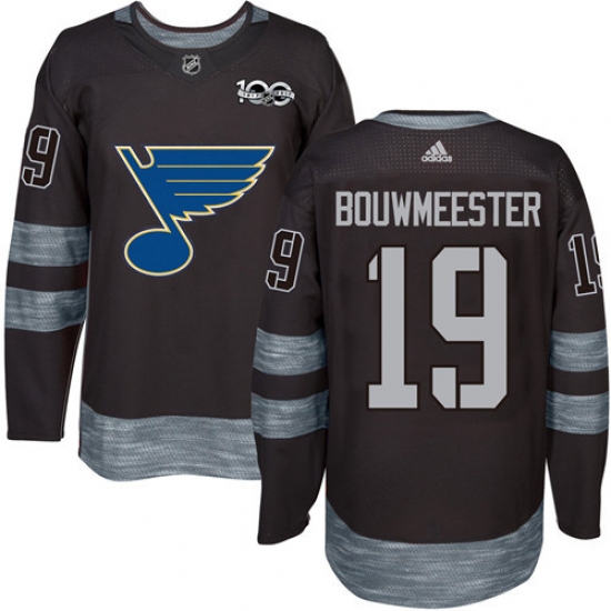 Men's Adidas St. Louis Blues #19 Jay Bouwmeester Authentic Black 1917-2017 100th Anniversary NHL Jersey - Ujersey