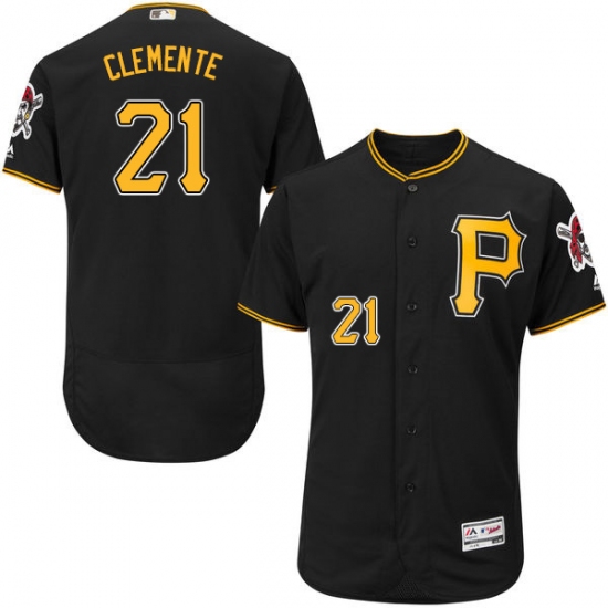 Men's Majestic Pittsburgh Pirates #21 Roberto Clemente Black Alternate Flex Base Authentic Collection MLB Jersey - Ujersey