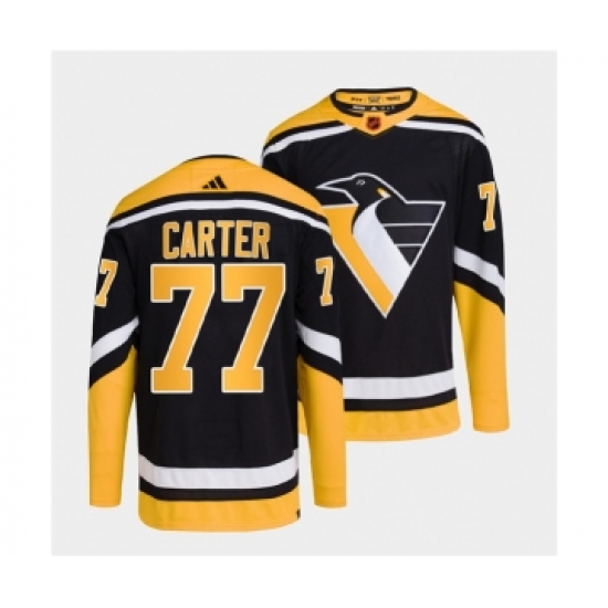 Men's Pittsburgh Penguins #77 Jeff Carter Black 2022 Reverse Retro Stitched Jersey - Ujersey