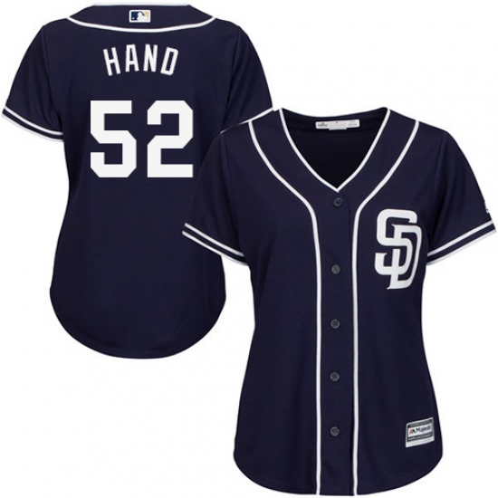 Women's Majestic San Diego Padres #52 Brad Hand Authentic Navy Blue Alternate 1 Cool Base MLB Jersey