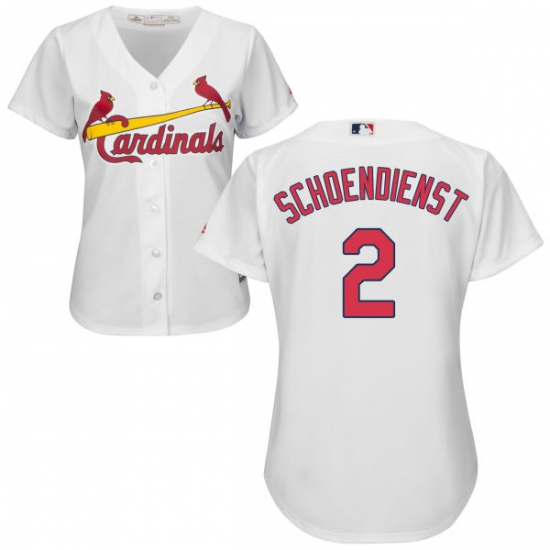 Women's Majestic St. Louis Cardinals #2 Red Schoendienst Replica White Home Cool Base MLB Jersey - Ujersey