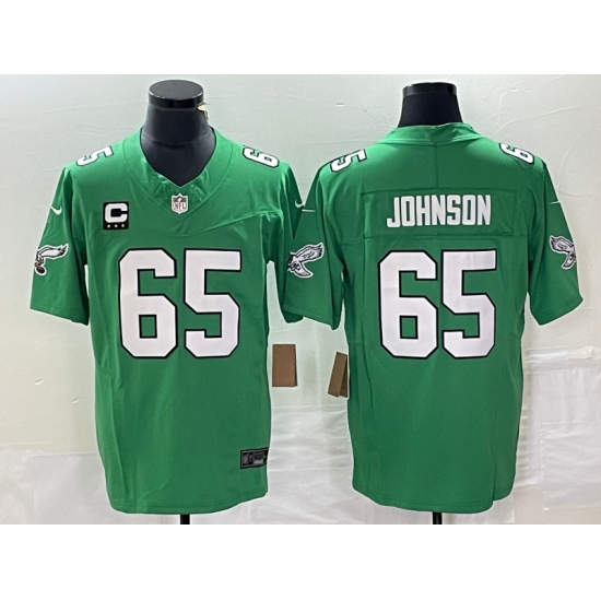 Men's Nike Philadelphia Eagles #65 Lane Johnson Green 2023 F.U.S.E. C Stitched Football Jersey - Ujersey