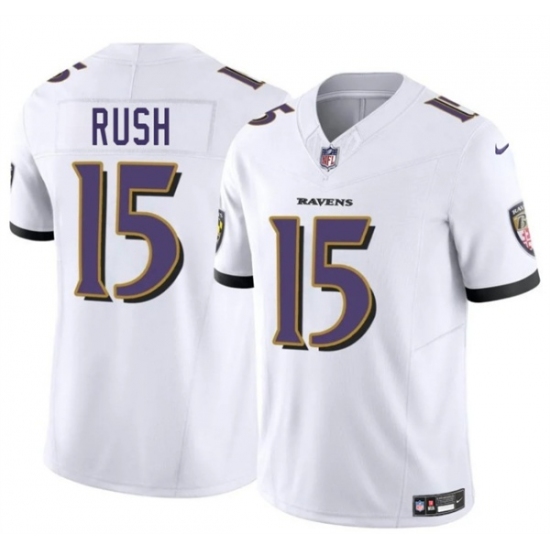 Men's Baltimore Ravens #15 Cooper Rush White 2025 F.U.S.E. Vapor Limited Football Jersey - Ujersey