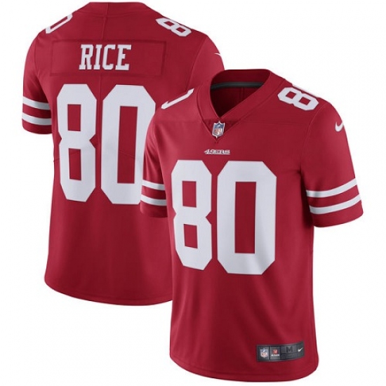 Youth Nike San Francisco 49ers #80 Jerry Rice Red Team Color Vapor Untouchable Limited Player NFL Jersey - Ujersey