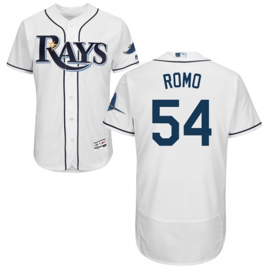 Men's Majestic Tampa Bay Rays #54 Sergio Romo White Flexbase Authentic Collection MLB Jersey
