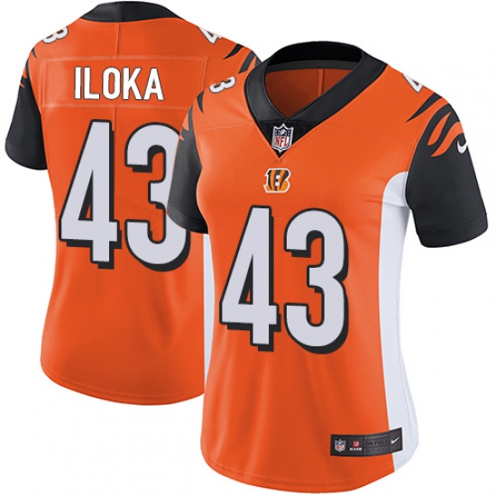 Women's Nike Cincinnati Bengals #43 George Iloka Vapor Untouchable Limited Orange Alternate NFL Jersey - Ujersey