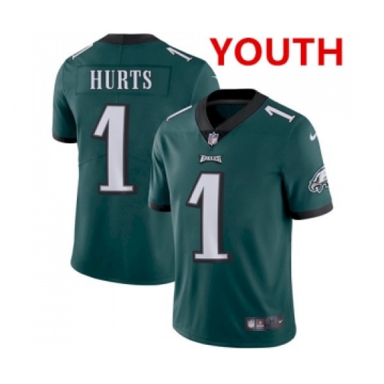 Youth Philadelphia Eagles #1 Jalen Hurts Green Vapor Untouchable Limited Stitched Jersey - Ujersey