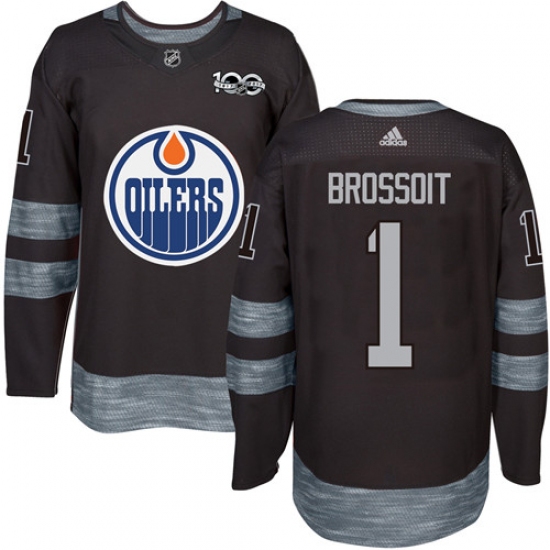 Men's Adidas Edmonton Oilers #1 Laurent Brossoit Authentic Black 1917-2017 100th Anniversary NHL Jersey - Ujersey