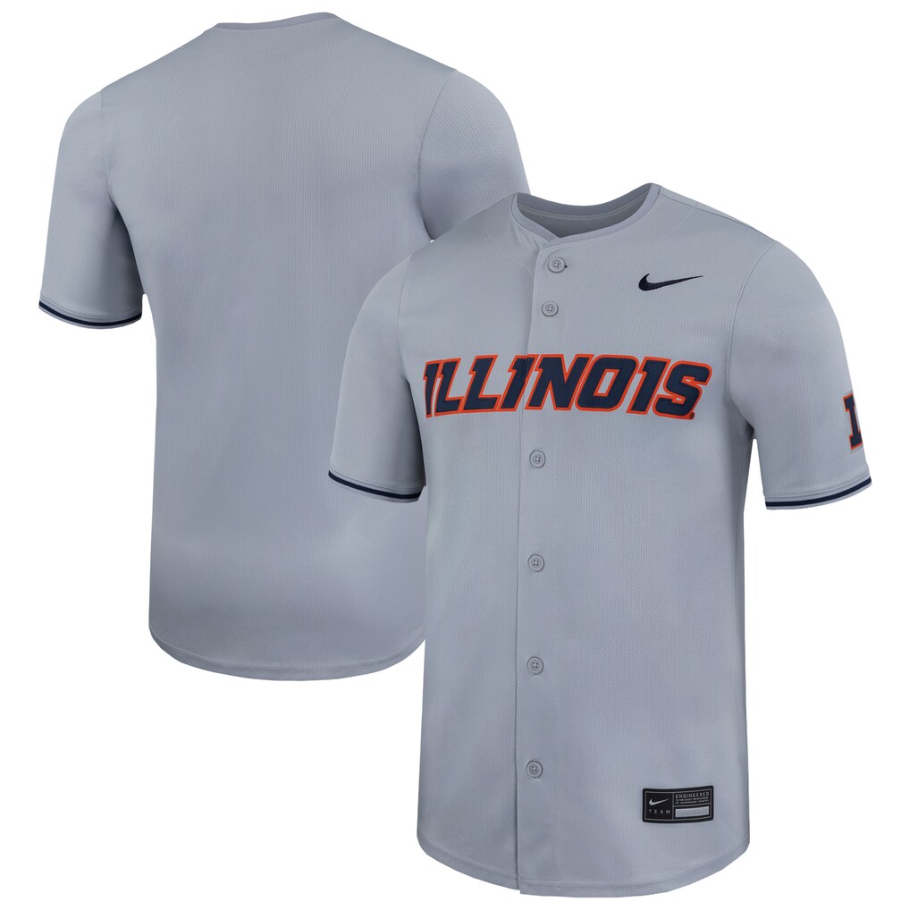 Men's Nike Gray Illinois Fighting Illini Limited Baseball Jersey - ujerseystore