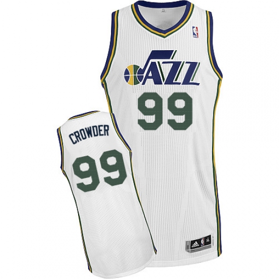 Men's Adidas Utah Jazz #99 Jae Crowder Authentic White Home NBA Jersey - Ujersey