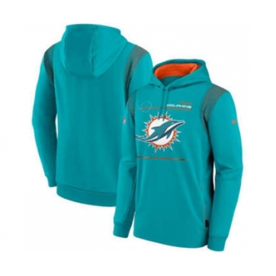 Men's Miami Dolphins 2021 Aqua Sideline Logo Performance Pullover Hoodie - Ujersey