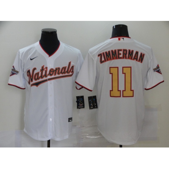Men's Nike Washington Nationals #11 Ryan Zimmerman White Gold Home Stitched Baseball Jersey - Ujersey