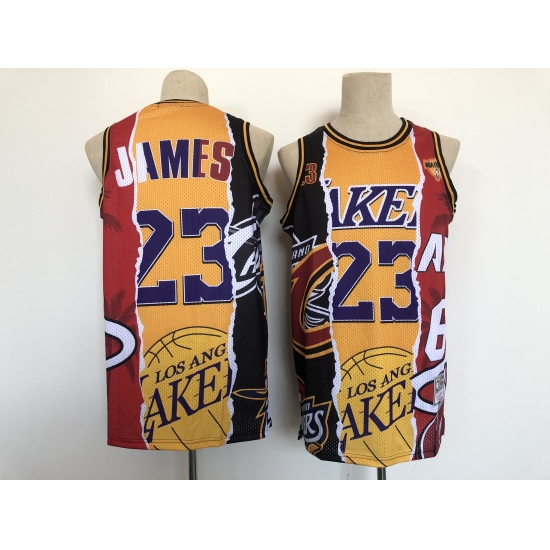 Men's Los Angeles Lakers #23 Michael Jordan Split Jersey - Ujersey