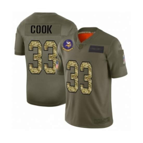 Men's Minnesota Vikings #33 Dalvin Cook 2019 Olive Camo Salute to Service Limited Jersey - Ujersey
