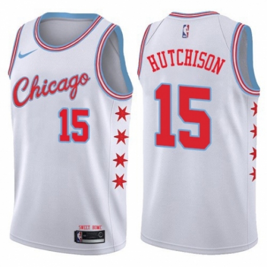 Youth Nike Chicago Bulls #15 Chandler Hutchison Swingman White NBA Jersey - City Edition - Ujersey