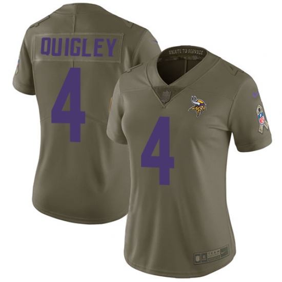 Women's Nike Minnesota Vikings #4 Ryan Quigley Limited Olive 2017 Salute to Service NFL Jersey - Ujersey