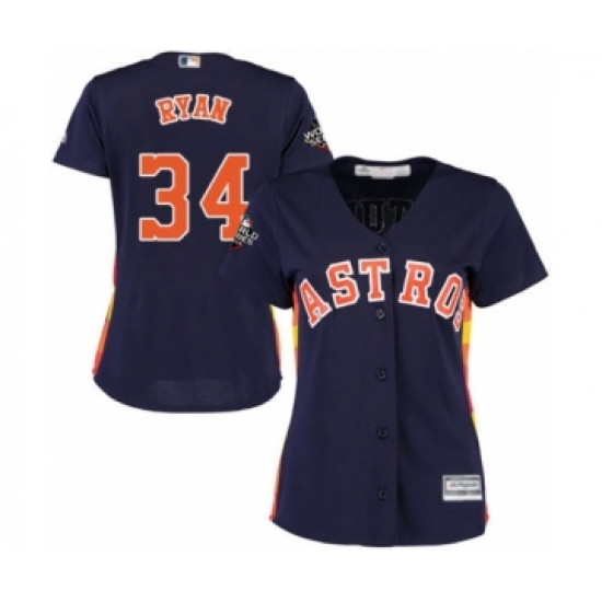 Women's Houston Astros #34 Nolan Ryan Authentic Navy Blue Alternate Cool Base 2019 World Series Bound Baseball Jersey - Ujersey