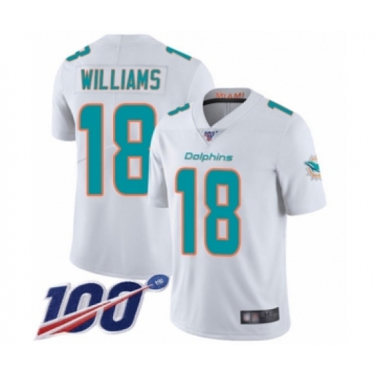 Youth Miami Dolphins #18 Preston Williams White Vapor Untouchable Limited Player 100th Season Football Jersey - Ujersey