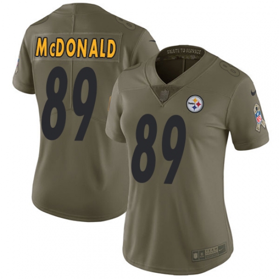 Women's Nike Pittsburgh Steelers #89 Vance McDonald Limited Olive 2017 Salute to Service NFL Jersey - Ujersey