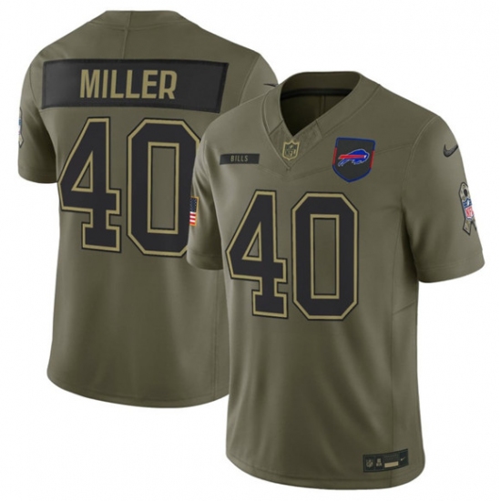Men's Buffalo Bills #40 Von Miller Olive 2025 Salute to Service Limited Football Stitched Jersey - Ujersey