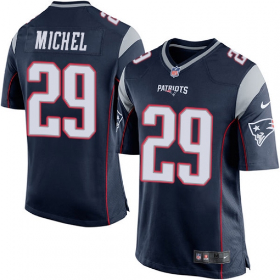 Men's Nike New England Patriots #29 Sony Michel Game Navy Blue Team Color NFL Jersey - Ujersey