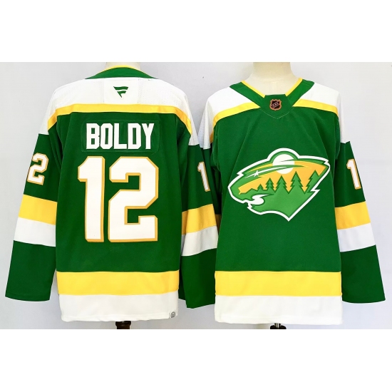 Men's Minnesota Wild #12 Matt Boldy Green 2024-25 Alternate Stitched Hockey Jersey - Ujersey