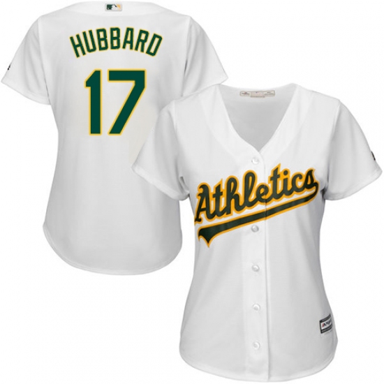 Women's Majestic Oakland Athletics #17 Glenn Hubbard Authentic White Home Cool Base MLB Jersey - Ujersey